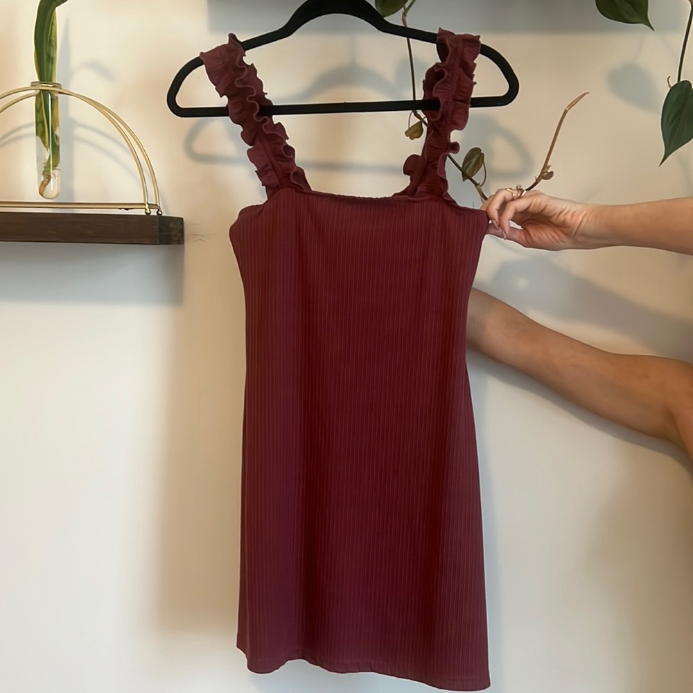 Burgundy casual mini dress